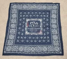 POLO Ralph Lauren Handkerchief Scarf Neckerchief Bandana Navy Blue