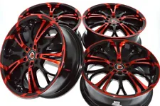 4 New DDR R25 17x7 5x100/114.3 40mm Black/Red Finish 17" Wheels Rims