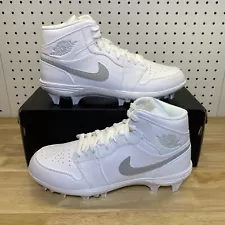 Sizes 7-14 Nike Jordan 1 Mid TD Football Cleats White Grey Fog FJ6805-101 NEW