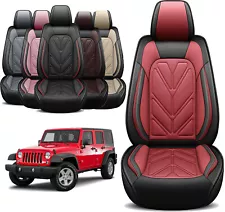 For 07-23 Jeep Wrangler JK JL PU Leather Seat Covers Protector Full Set