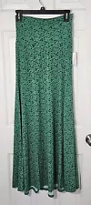 Lularoe Women's XS Maxi Gypsy Hippie Skirt Green Floral Print Stretch NWT