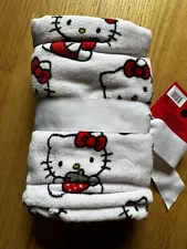 New Hello Kitty Strawberry Hand Towels 2-Pack 16" x 28" Cotton