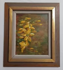 Original IMPRESSIONIST PAINTING, Monet Style Water Lillies, Golden Flowers Frame