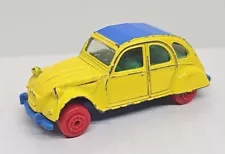 Vintage Maisto 1:64 Citroen 2CV Yellow & Blue w/ Red Wheels - FREE SHIPPING