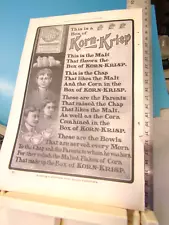 1903 ad 10x7" Korn Krisp cereal box malted flakes corn, Munson Steamship to Cuba