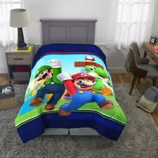 Nintendo Super Mario Comforter Reversible Full size Kart Luigi Kids Bedding