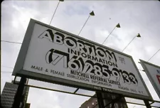 Vintage 35mm Slide ABORTION INFORMATION BILLBOARD - MALE & FEMALE STERILIZATION