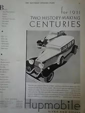 1930 AD Hupmobile Car for 1931 Two History Making Centuries