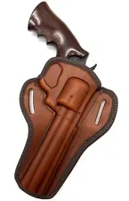 For 6" S&W 586 686, Right Hand Brown Open Top OWB Belt Holster