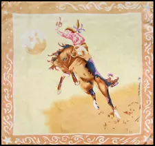 Wyoming Traders Wild Rags Blake Cowgirl Print Tan Silk Scarf - 34.5"