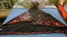 Adult ONE Size RED SEQUIN Minnie Mouse HALLOWEEN Costume Cape w/Hood ~ Pre-Owned