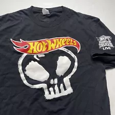 Hot Wheels Monster Truck Shirt Men Sz L Black Grave Digger Big Foot Mud Skull