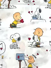 Pottery Barns for Kids Peanuts Valentine Full sized Flat sheet white 90x96