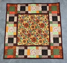 Quilt for Baby Crib or Wall Hanging Sunflowers Country Farm House Autumn 38x38"