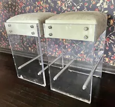 Gigi Acrylic Lucite and Hide Counter Stool x 2