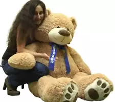 Custom Personalized Big Plush Giant 5 Foot Teddy Bear, Your Message on Ribbon