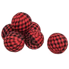 Set of 6 Red & Black Buffalo Check Rag Balls