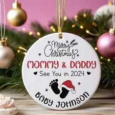 Merry Christmas Mommy and Daddy See You in 2024 Christmas Tree Ornament ,Preg...
