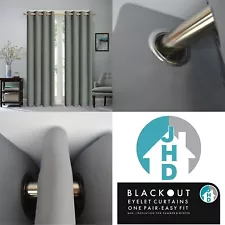 66" x 54" SLATE GREY EYELET CURTAINS *BLACKOUT | THICK*-FLASH SALE £17.99!