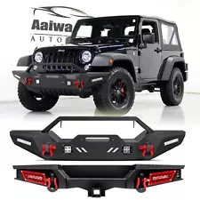 Aaiwa Front Bumper/Rear Bumper W/Winch Plate For 2007-2018 Jeep Wrangler JK/JKU