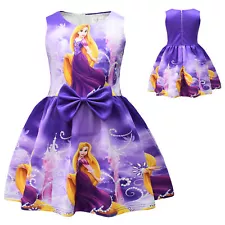 Tangled Princess Dress Girls Baby Bow Dresses A-Line Sleeveless Twirl Dress