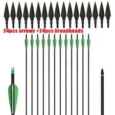 31 inch Archery Carbon Arrows + Replacement Arrowheads for Recurve /Compound Bow