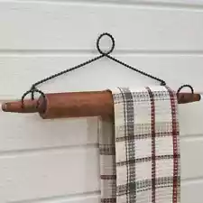 Rolling Pin Kitchen Towel Holder Country Farmhouse Primitive