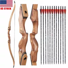 60" Archery Recurve Bow 30-50lbs Limbs Wooden Takedown Bow for Archery Target