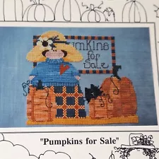 VTG MOSEY 'N Me Counted Cross Stitch Chart Pattern PUMPKINS FOR SALE 1997 USA