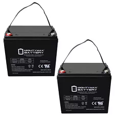 Mighty Max 12V 55AH INT Battery Replaces Sunrise Medical Quickie QM-710 - 2 Pack