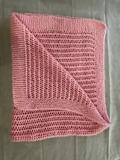 Handmade Pre-owned Pink Baby Blanket, Approximately 33 X 41