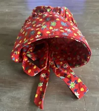 VTG Red Floral Sun Bonnet Prairie Frontier Pioneer Style Handmade Adjustable