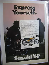 1969 Suzuki T 500 II Titan Original ad-8 x 10 inch SUZUKI EXPRESS YOURSELF