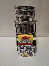 Melissa & Doug Stainless Steel Pots and Pans Pretend Play Kitchen Set for Kids