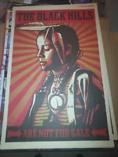 SHEPARD FAIREY THE BLACK HILLS ARE NOT FOR SALE 24x36 RARE PASTER UNFOLDED PRINT