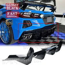 For Corvette C8 Z51 20-23 STG 3 Add-On Glossy Black Rear Bumper Diffuser Spoiler