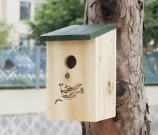 Pine Bluebird House. Top Clean Out Opening. Bird Engraving. 1 Inch Opening.