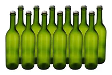 Home Brew Ohio 750ml Green Screw Cap Wine Bottles w/28mm Silver Metal Screw Caps