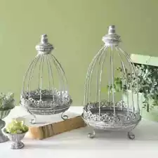 Farmhouse Shabby Chic Metal Candle Lantern CIoche 2Set NEW-12.75" &16" Mega Sale