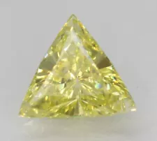 0.12 Carat Canary Yellow VVS1 Triangle Natural Enhanced Loose Diamond 3.81X3.76m