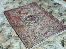 Vintage Persian Soumak Rug | 3x4 ft | Antique Kurdish Wool Handmade Oushak Rug |