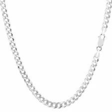 14K Solid White Gold Cuban Link Chain Necklace 2MM Men's Women 16"-30"