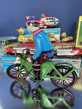 Retro Job Lot Wind-up Tin Litho ROCKET CHIMP Tour de France BICYCLE BOXED MINT!