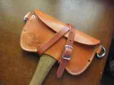 VINTAGE (AMERICAN AXE) DOUBLE BIT FELLING AXE WITH PREMIUM LEATHER CARRIER..