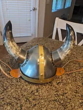 Viking Metal Helmet Costume Cosplay w/ Bull Horns