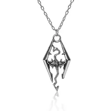 Inspired by Elder Scrolls Skyrim Dragon Pendant Charm Necklace Chain + GIFT