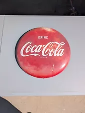 Vintage Original 16 Inch Coca-Cola Button Sign AM 1963