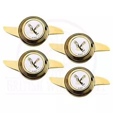 Gold KO Spinner Caps with Dayton Gold & White Wire Wheel Chip Emblems, Set of 4