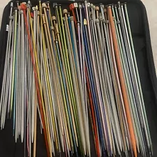 Huge Lot Of 95 Knitting Needles Assorted Sizes And Materials