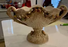 Vintage Lenwile Ardalt Artware Passion Flower Fruit Vine Pedestal Bowl